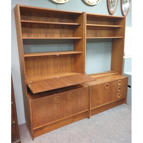 470 - Two Mid Century Teak Units, H:170 x W:93 x D:45cm each