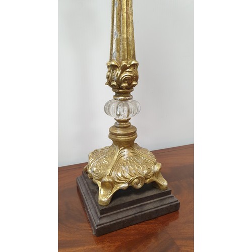 309 - Gilt and Glass Table Lamp Base, Height 75cm