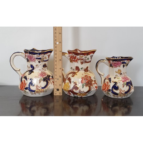 328 - Set of 3x Graduated Mason Mandalay Jugs