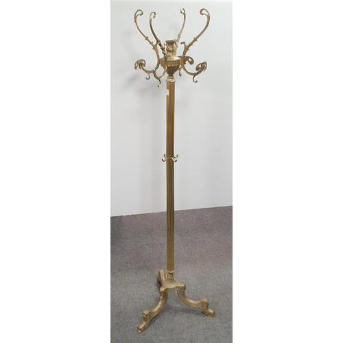 415 - Brass Coat Tree, Height 160cm