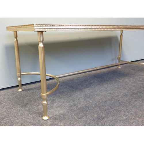 494 - Brass Frame Coffee Table, H:46 x W:121 x D:51cm