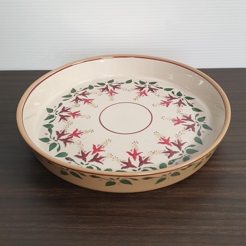 257 - Nicholas Mosse Pottery Large Quiche Dish, Fuchsia Pattern. Diameter 28cm