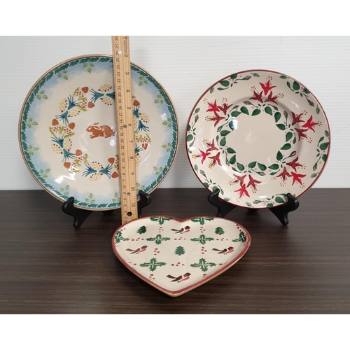 256 - Three Nicholas Mosse Pottery Plates, Rabbit, Fuchsia and Robin Patterns