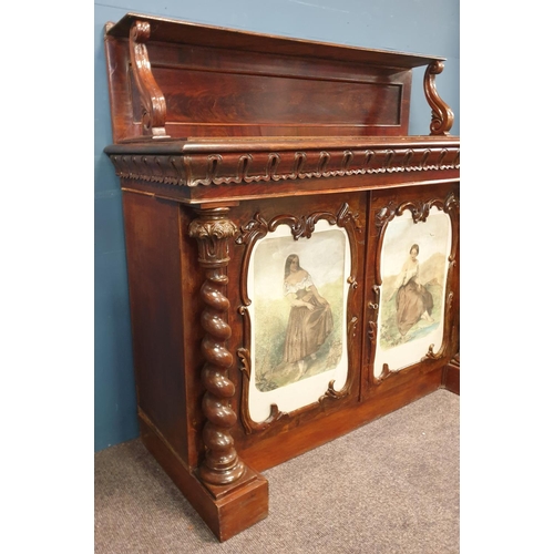 522 - Mahogany Chiffonier with Gallery Back, H:119 x W:122 x D:47cm