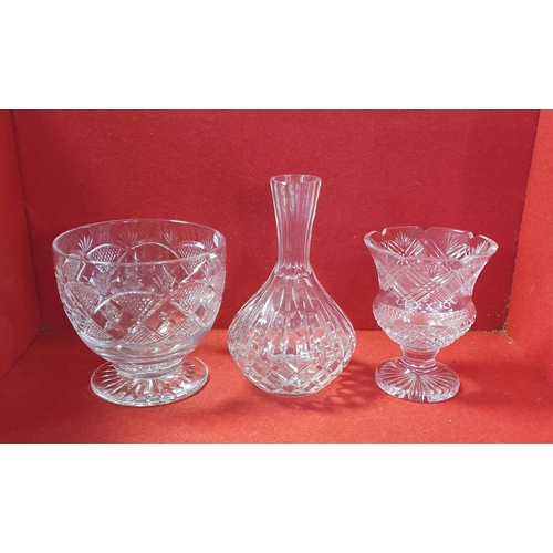 549 - 3x Cut Glass Crystal pieces - 1x Bowl (7 1/2