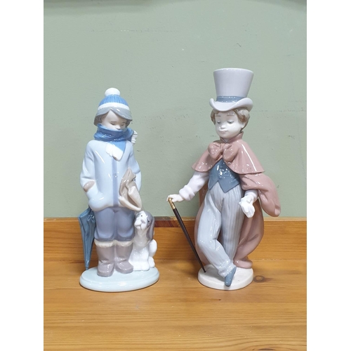 602 - Two Porcelain Lladro Figures including Boy in Top Hat , Tallest 21cm