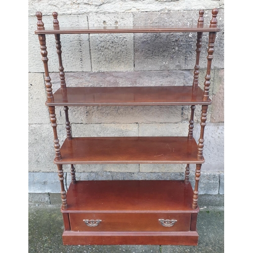 606 - 4 Tier Mahogany Whatnot with One Drawer, H:130 x W:80 x D:30cm