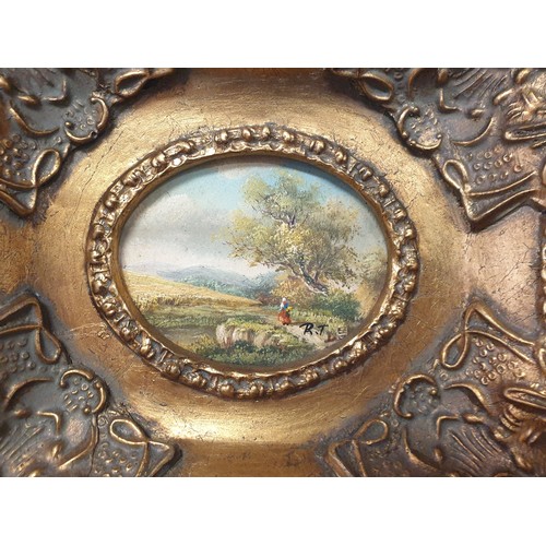 524 - Pair of Small Gilt Framed Pictures, H:17 x W:20cm