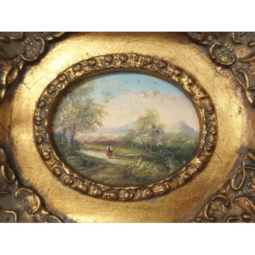 524 - Pair of Small Gilt Framed Pictures, H:17 x W:20cm