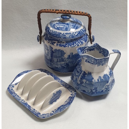 545 - Spode Biscuit Barrell, Jug and Toast Rack