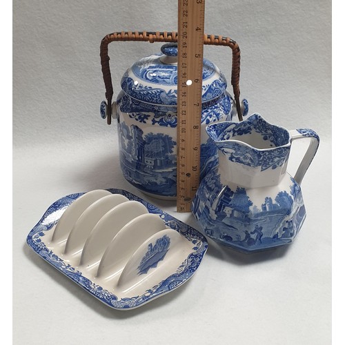 545 - Spode Biscuit Barrell, Jug and Toast Rack