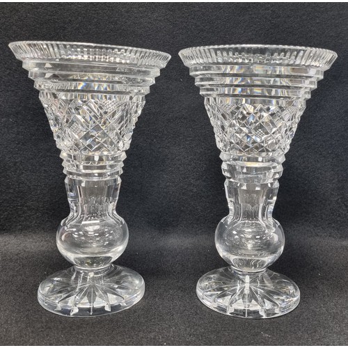 551 - Pair of Waterford Crystal Footed Vases, approx.20cm high