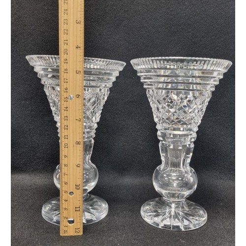 551 - Pair of Waterford Crystal Footed Vases, approx.20cm high