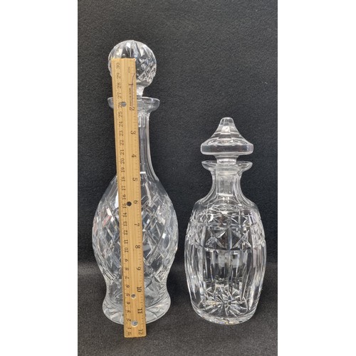 560 - Lot of 2x Waterford Crystal Decanters  (one with visible acid mark -  lower decanter)