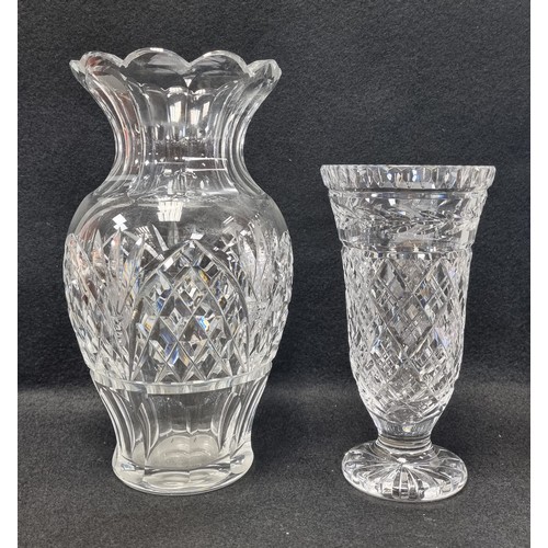 577 - Lot of 2x Waterford Crystal Vases  (one with visible acid mark - small vase)