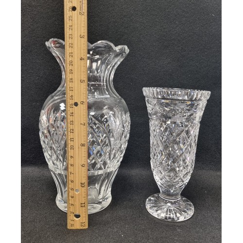 577 - Lot of 2x Waterford Crystal Vases  (one with visible acid mark - small vase)