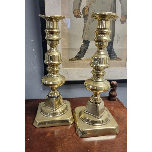 607 - Pair of Brass Candlesticks