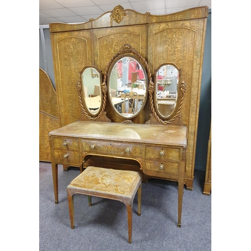 717 - Wardrobe (H:210 x W:177 x D:59cm), Dressing Table and stool