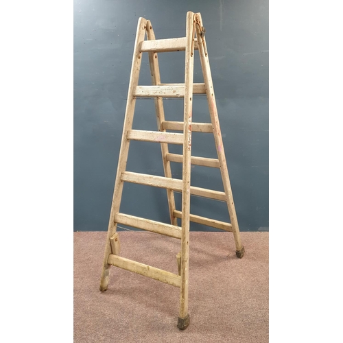 733 - Vintage Wooden Painters Ladder