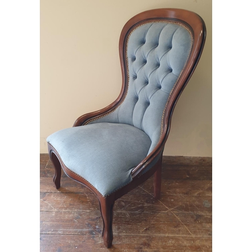 736 - Mahogany Framed Button Back Bedroom / Nursing Chair