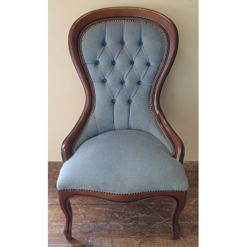 736 - Mahogany Framed Button Back Bedroom / Nursing Chair