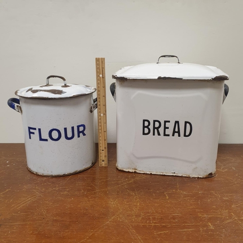 748 - Lot of 2x enamel storage bins