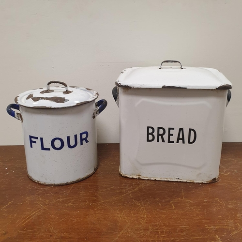 748 - Lot of 2x enamel storage bins