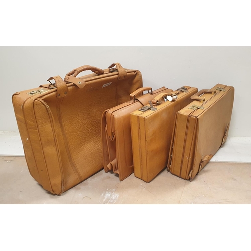 752 - Lot of 4x Vintage leather suitcases