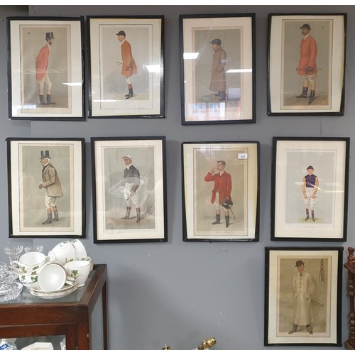 613 - Collection of Nine Vanity Fair Spy Prints Equestrian Themed. H:45 x W:31cm approx.