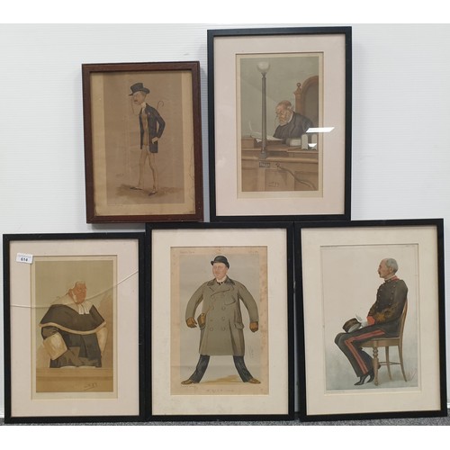 614 - Lot of Five Vanity Fair Spy Prints Assorted. Largest H:48 x W:36cm