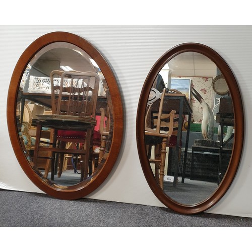 770 - Lot of 2x Oval Wall Mirrors, Largest 74 x 54cm