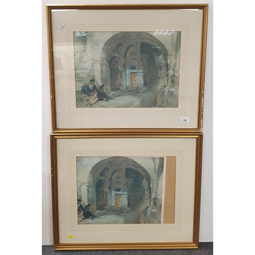 750 - Lot of 2x  Russel Flint prints, H:55 x W:67cm