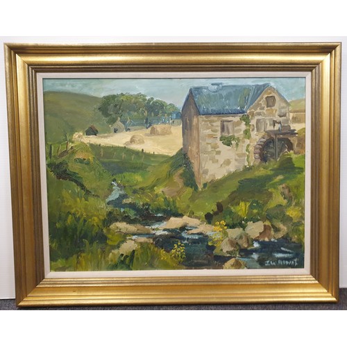 745 - Signed oil on board J  W Howat '  58cm x 73cm