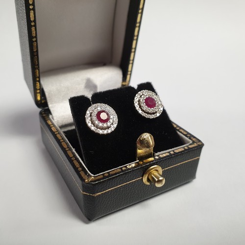 672 - Pair of Gold Diamond and Ruby Earrings