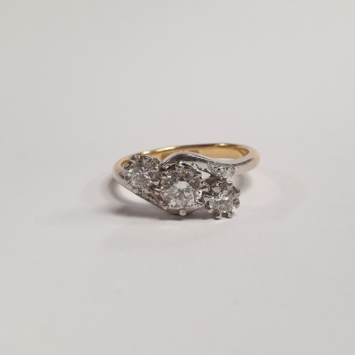 674 - 18ct Antique Diamond Three Stone Ring 1ct