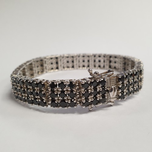 679 - Silver Sapphire Cluster Bracelet