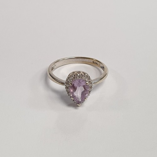 680 - White Gold Diamond and Amethyst Ring