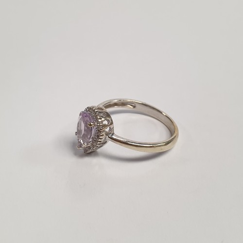 680 - White Gold Diamond and Amethyst Ring