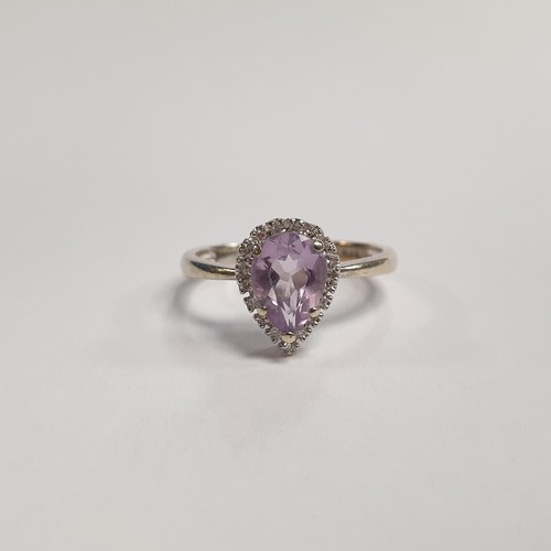 680 - White Gold Diamond and Amethyst Ring