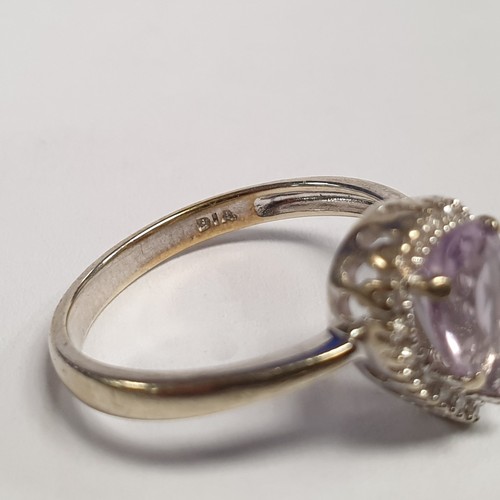 680 - White Gold Diamond and Amethyst Ring