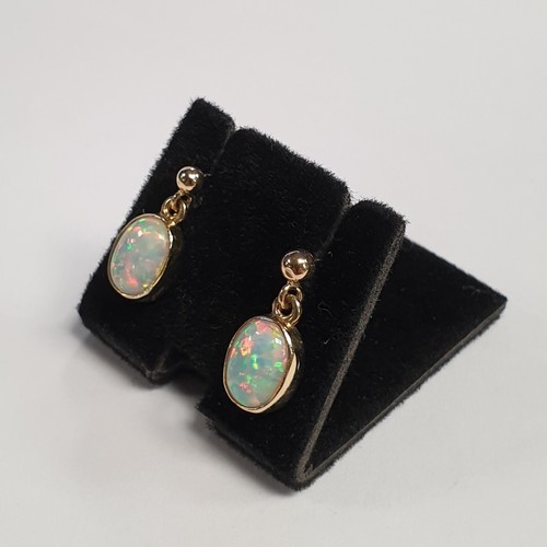 681 - Pair of Gold Opal Drop Earrings