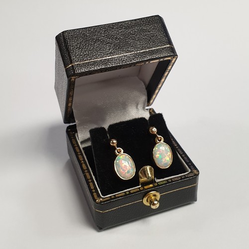 681 - Pair of Gold Opal Drop Earrings