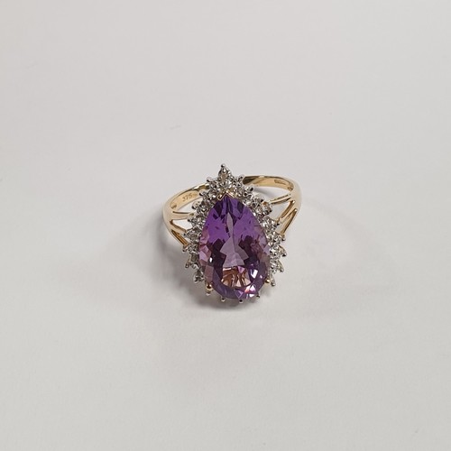 684 - 9ct Amethyst and Diamond Cluster Ring