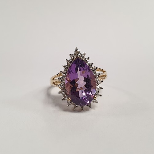 684 - 9ct Amethyst and Diamond Cluster Ring