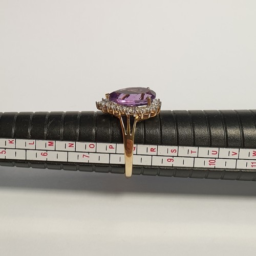 684 - 9ct Amethyst and Diamond Cluster Ring