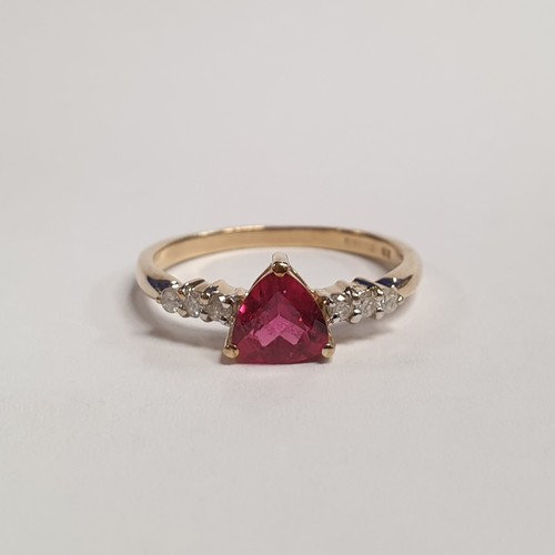 685 - 9ct Diamond and Ruby Cluster Ring