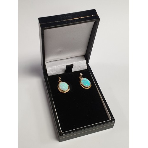 687 - Pair of 9ct Opal Drop Earrings