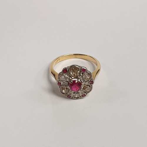 688 - 18ct Antique Diamond and Ruby Ring