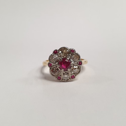 688 - 18ct Antique Diamond and Ruby Ring