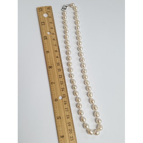 698 - Cultured Pearl Necklace with Silver Clasp